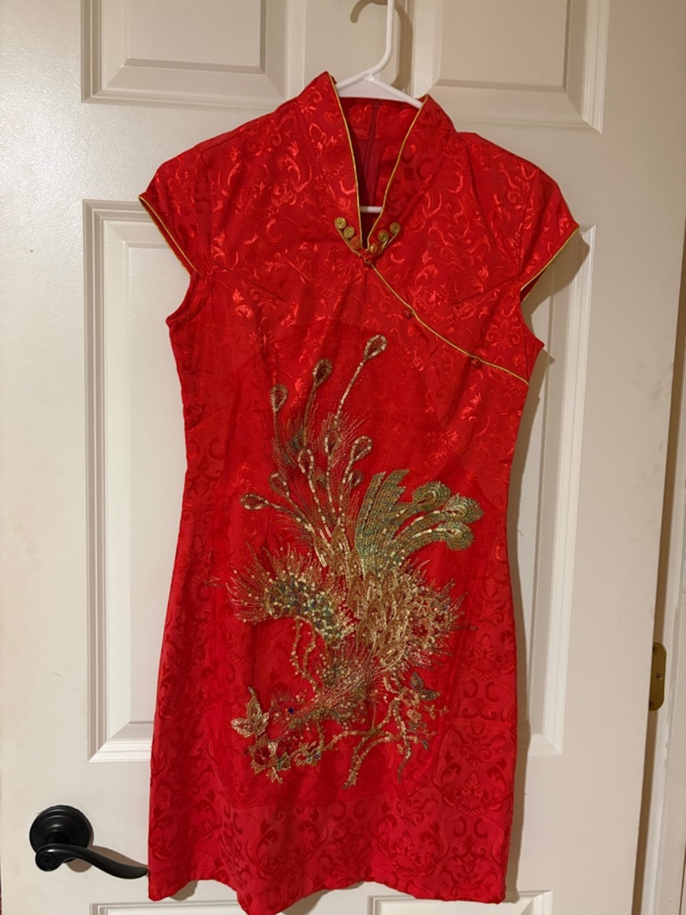Chinese wedding dress  Embroidered Mandarin-Style Mini Dress